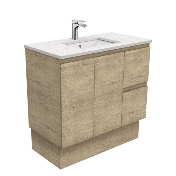 Fienza Edge Bianco Marble Stone Floorstanding Vanity 900mm - Scandi Oak
