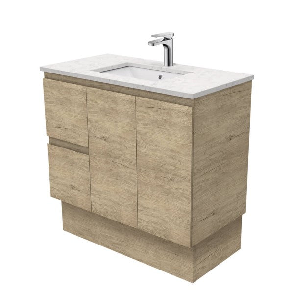 Fienza Edge Bianco Marble Stone Floorstanding Vanity 900mm - Scandi Oak