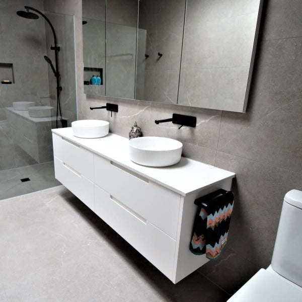 FABF Verona 1800mm Wall Hung Matte White Vanity, Add Top + Basin/s