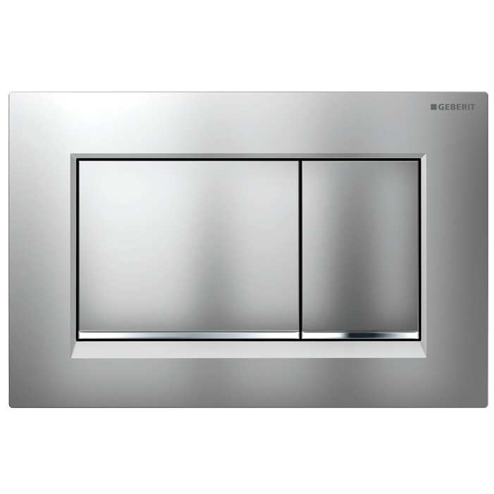 Geberit Sigma30 Dual Flush Button & Plate - Matte Chrome with Chrome Trim