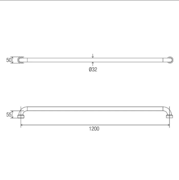 Con-Serv Hygienic Seal Grab Rail 1200mm - Brushed Stainless HS1200BS