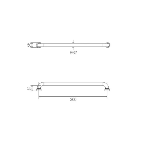 Con-Serv Hygienic Seal Grab Rail 300mm - Polish Supreme HS300PS
