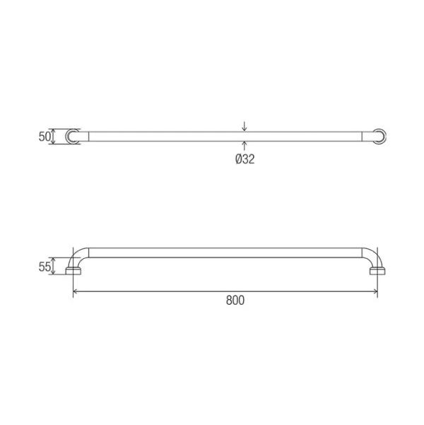 Con-Serv Hygienic Seal Grab Rail 800mm - Polish Supreme HS800PS