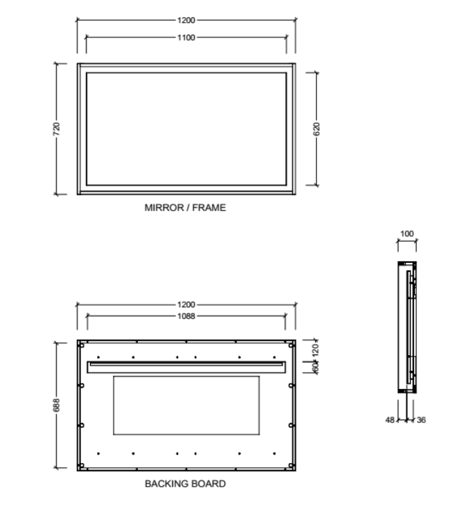 Timberline Halifax 1200mm x 720mm Mirror