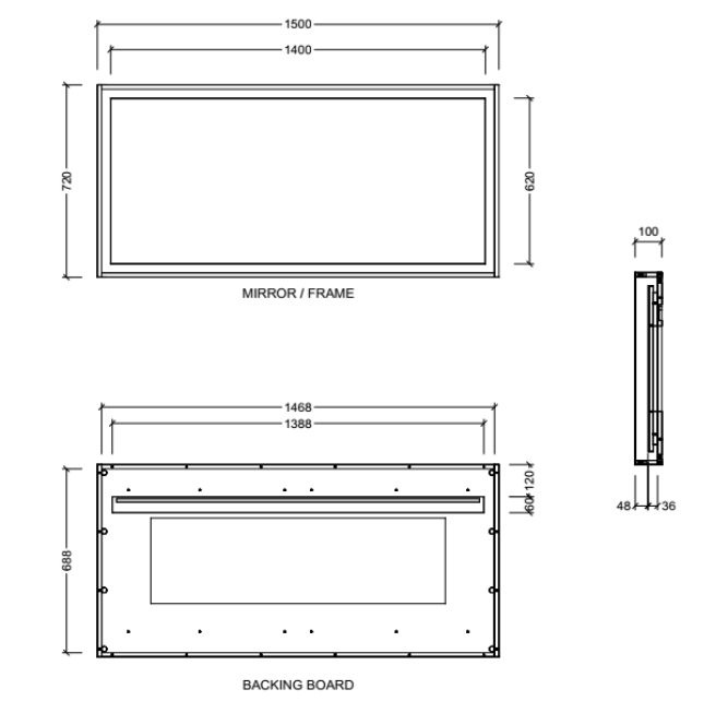 Timberline Halifax 1500mm x 720mm Mirror