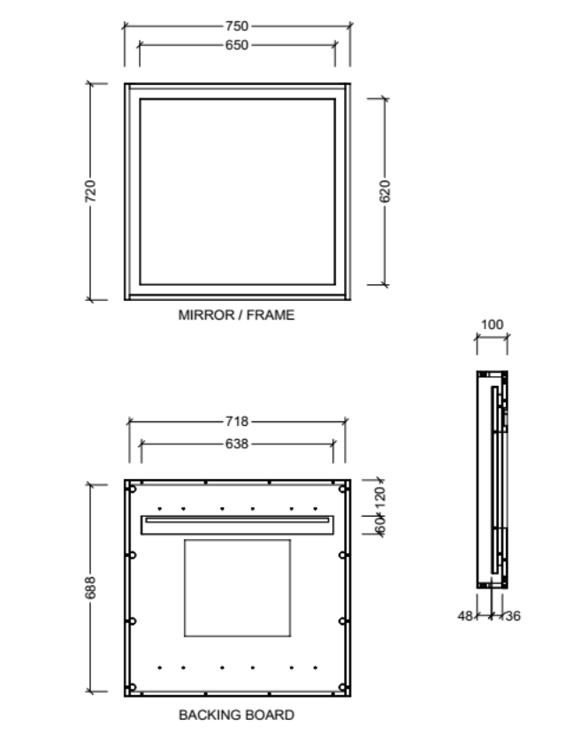 Timberline Halifax 750mm x 720mm Mirror