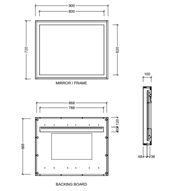 Timberline Halifax 900mm x 720mm Mirror
