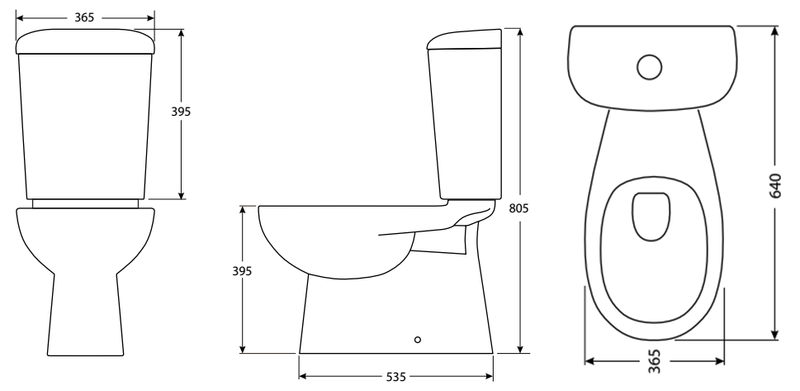 Hobson Rimless Close Coupled Toilet Suite - Nano Coated - S Trap