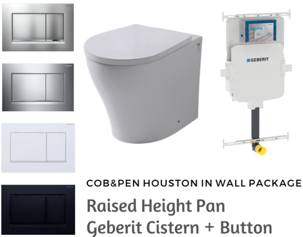 Geberit In Wall Package - Houston Raised Height Pan - Sigma 30 Round Button