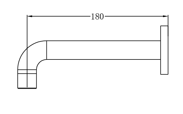 Intra Basin / Bath Spout, Fixed 180mm - Matte Black
