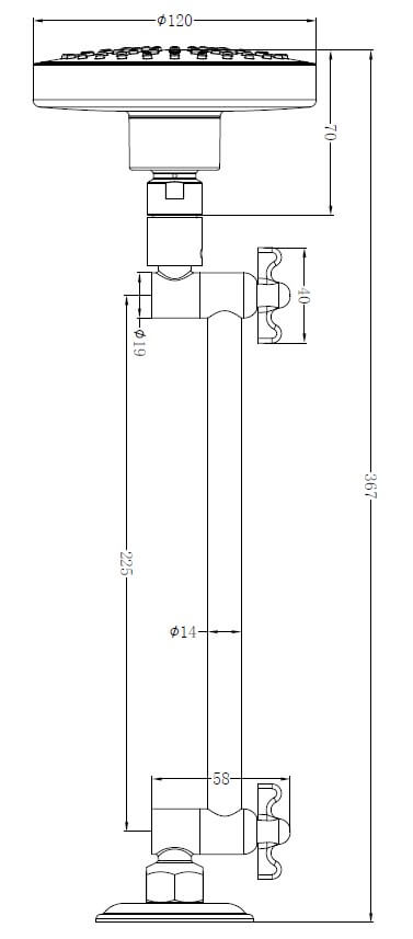 Intra All Directional Shower Arm & Rose, 3 Function - Matte Black