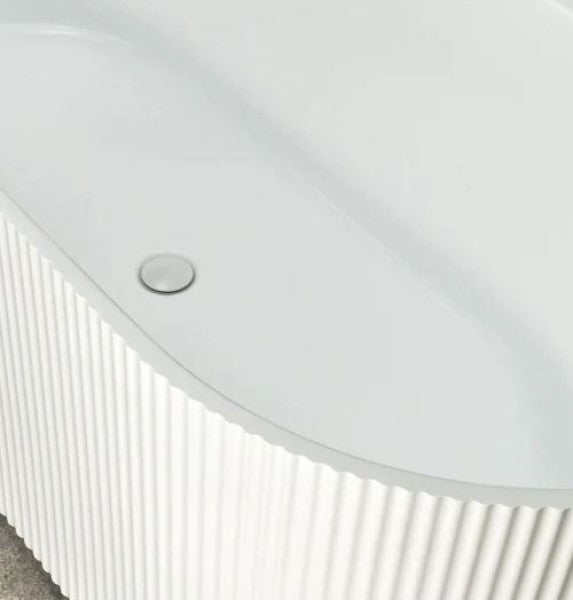 KDK Bari Groove 1700mm Back To Wall Bath - Gloss White