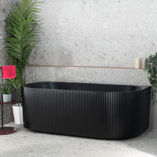 KDK Bari Groove 1700mm Back To Wall Bath - Matte Black