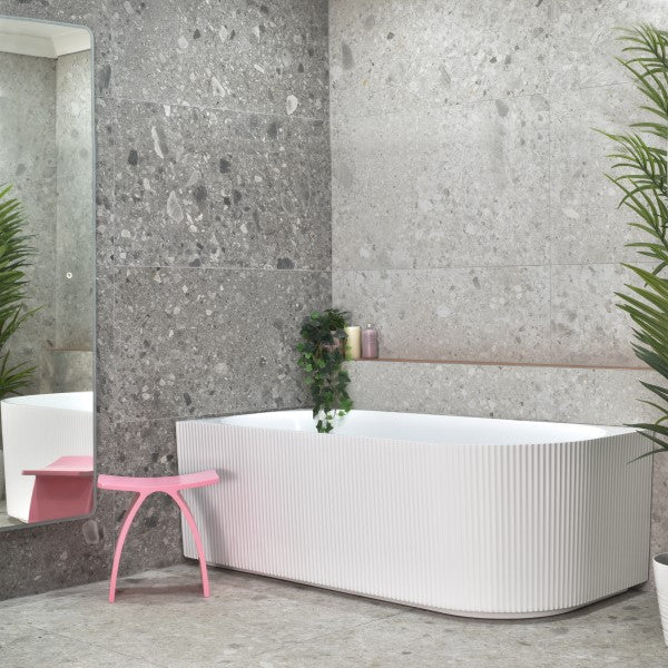 KDK Capri Groove 1700mm Corner Bath - Gloss White