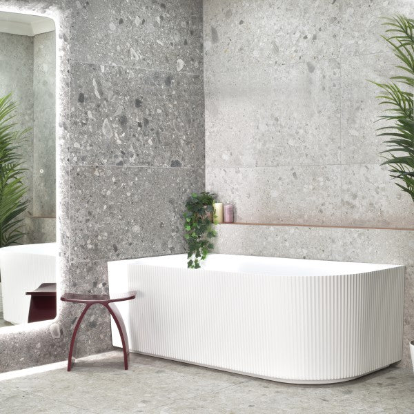 KDK Capri Groove 1700mm Corner Bath - Matte White