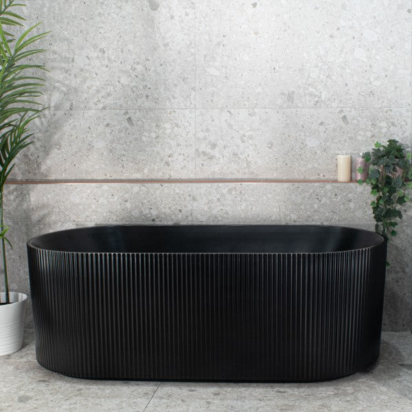 KDK Ally Groove 1700mm Freestanding Bath - Matte Black