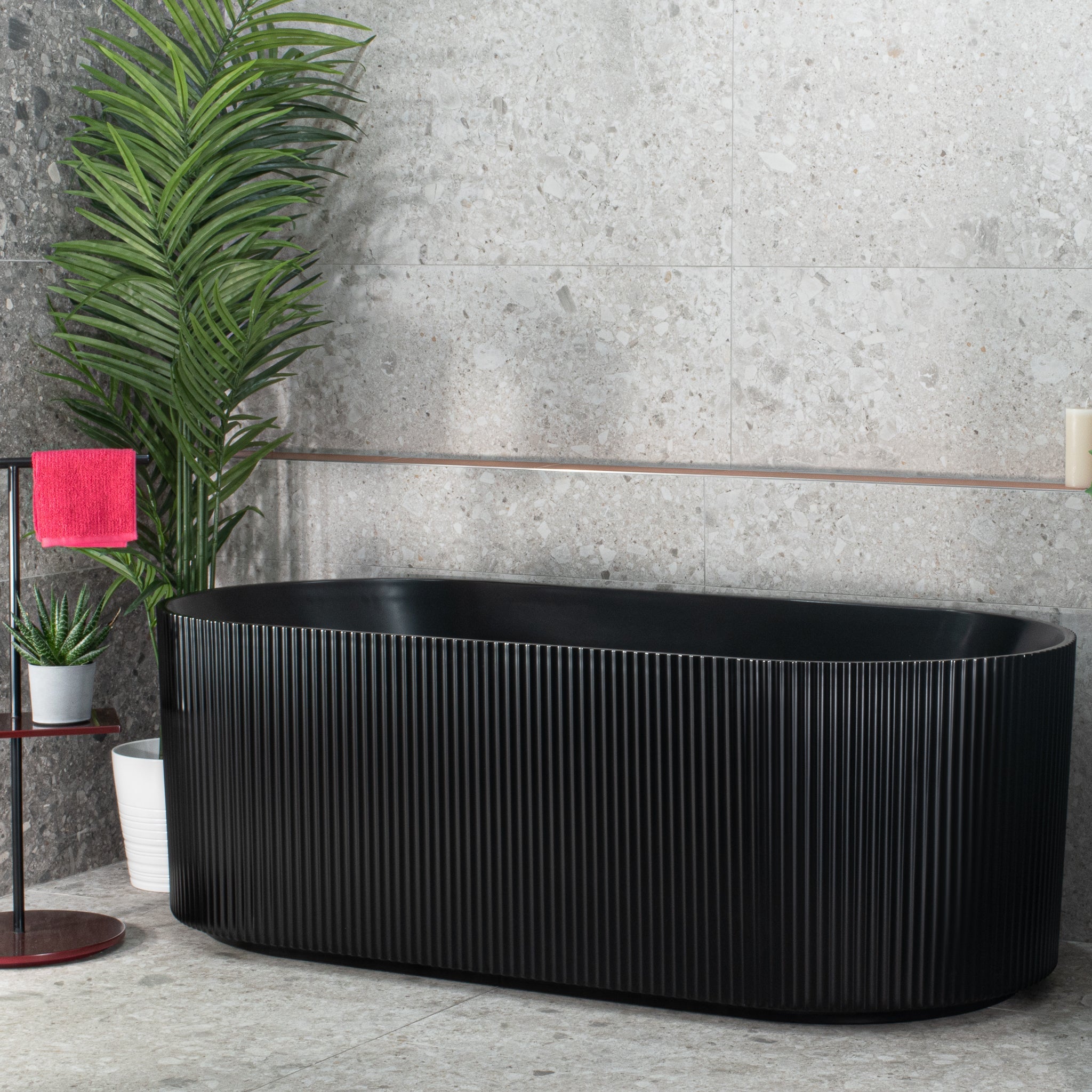 KDK Ally Groove 1700mm Freestanding Bath - Matte Black