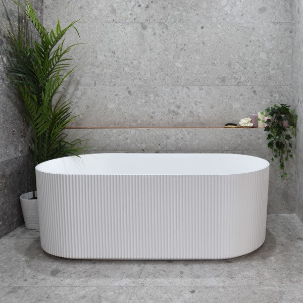 KDK Ally Groove 1500mm Freestanding Bath - Matte White