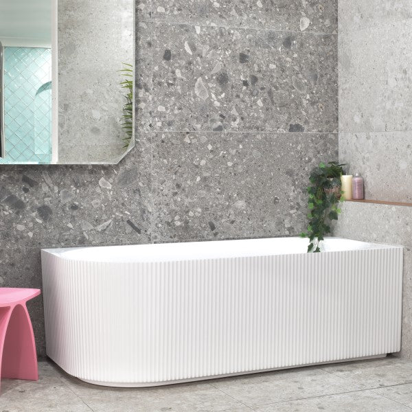KDK Capri Groove 1700mm Corner Bath - Gloss White