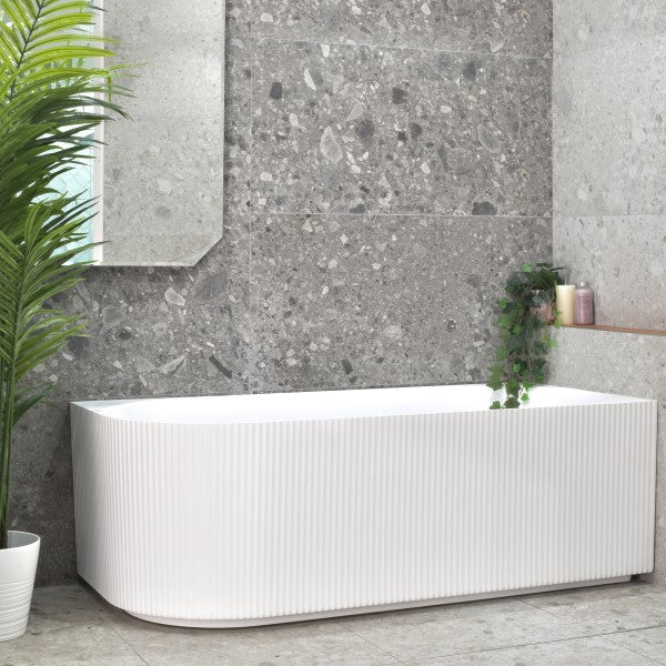 KDK Capri Groove 1700mm Corner Bath - Matte White
