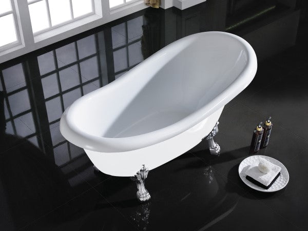 KDK Espada Freestanding Bath White Gloss, Chrome Feet - 1500mm/1680mm