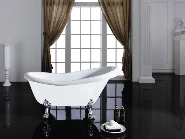 KDK Espada Freestanding Bath White Gloss, Chrome Feet - 1500mm/1680mm