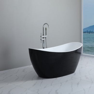 KDK Evie GBBT-4 Freestanding Bath Gloss Black and White - 1500mm  / 1660mm