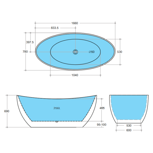 KDK Evie MWBT-4 Freestanding Bath, Matte White - 1500mm/1660mm