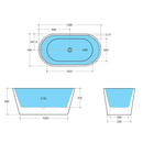 Ovia Oval Freestanding Bath 1400mm - Gloss White