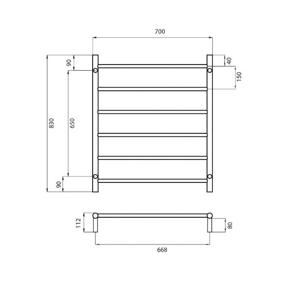 Radiant Unheated Round Towel Ladders, Brushed Satin
