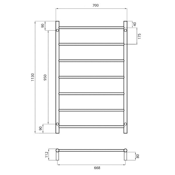 Radiant Unheated Round Towel Ladders, Brushed Satin