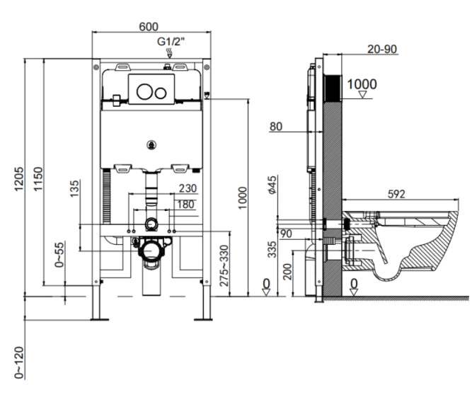 Lafeme Sesto In Wall Wall Hung Smart Toilet - ST22