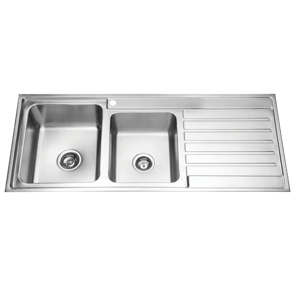 Laxa Square Sink 1120x500mm, 1.75 Bowls with Drainer