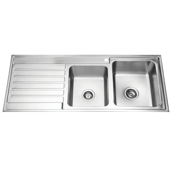Laxa Square Sink 1120x500mm, 1.75 Bowls with Drainer