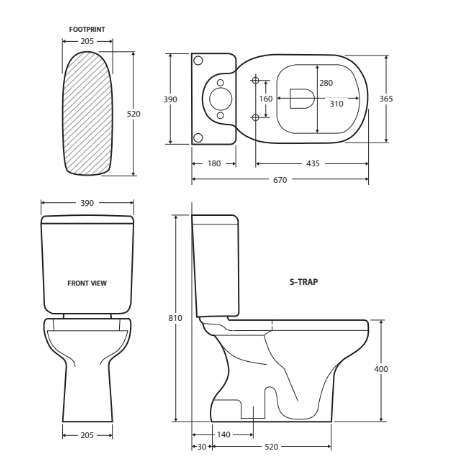 Liwa Close Coupled Toilet Suite - Ivory