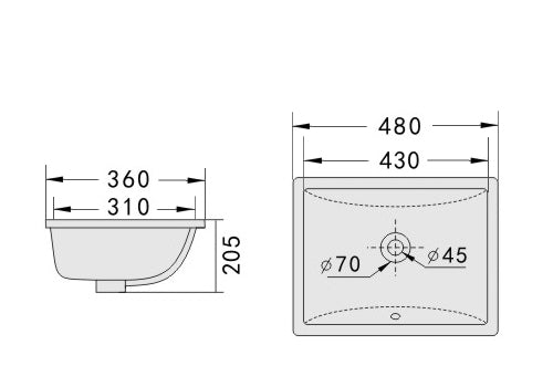 Essence Lyon 480mm Undercounter Basin
