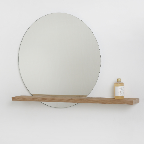 Rising Moon Mirror & Oak Shelf