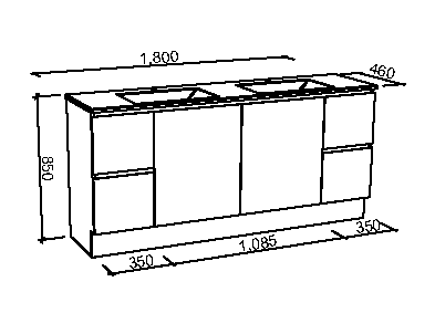 Manhattan 1800mm Floor Standing with Above Counter Basin Vanity, Double Bowl