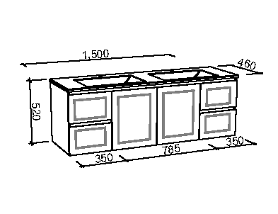 Manhattan Classic 1500mm Wall Hung Vanity, Double Bowl