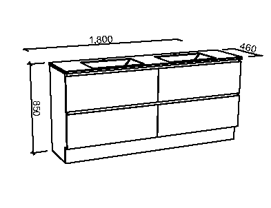 Manhattan All-Drawer 1800mm Floor Standing Vanity with Acrylic Top, Double Bowl