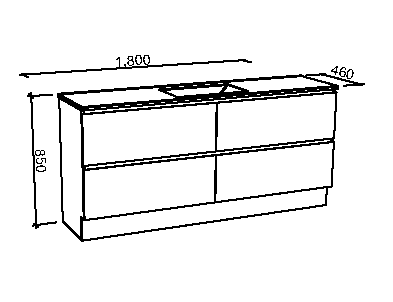 Manhattan All-Drawer 1800mm Floor Standing Vanity with Acrylic Top