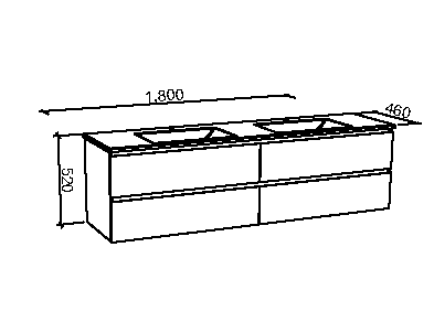 Manhattan All-Drawer 1800mm Wall Hung Vanity with Acrylic Top, Double Bowl