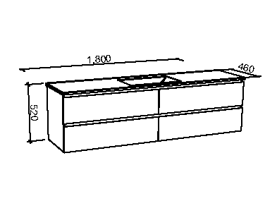 Manhattan All-Drawer 1800mm Wall Hung Vanity with Single Bowl Acrylic Top