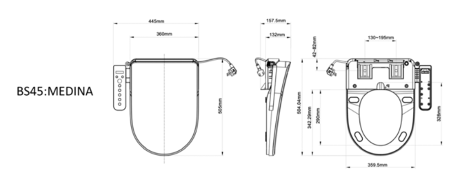 Rimless Toilet with Lafeme Smart Electric Toilet Bidet Seat Medina-Luna