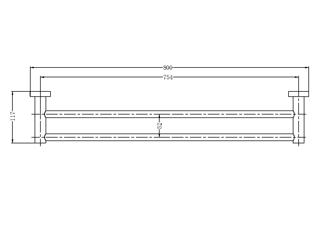 Nero Mecca Double Towel Rail 800mm Brushed Nickel / NR1930dBN