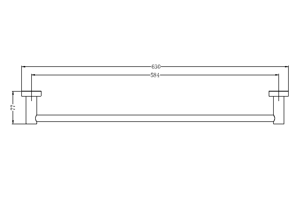 Nero Mecca Single Towel Rail 600mm Chrome / NR1924CH