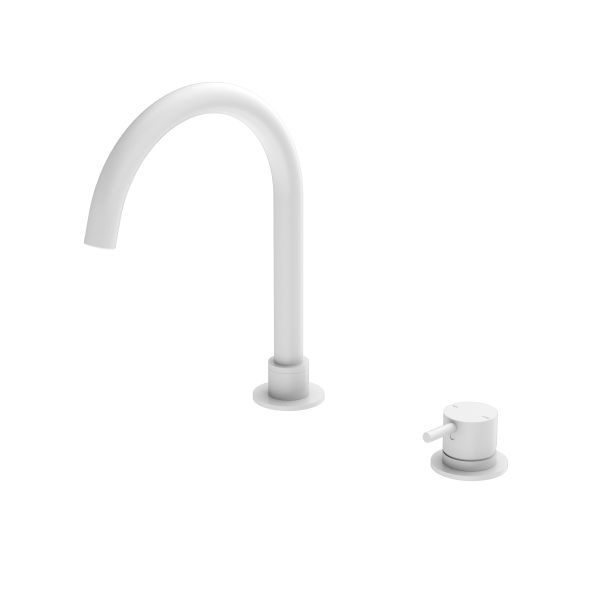 Nero Mecca Hob Basin Mixer with Round Swivel Spout - Matte White / NR221901bMW
