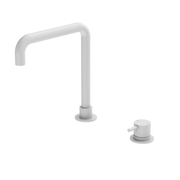 Nero Mecca Hob Basin Mixer with Square Swivel Spout - Matte White / NR221901cMW