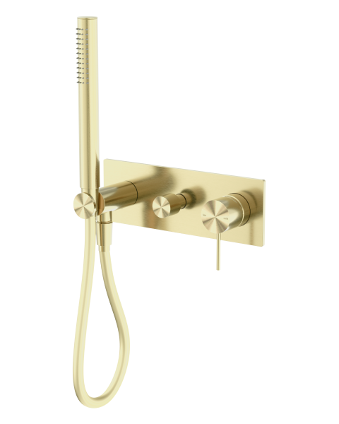 Nero Mecca Wall Mounted Shower Mixer Diverter System with Handshower - Brushed Gold / NR221903eBG