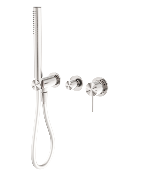 Nero Mecca Wall Mounted Shower Mixer Diverter System with Handshower (Seperate Backplate) - Brushed Nickel / NR221903fBN